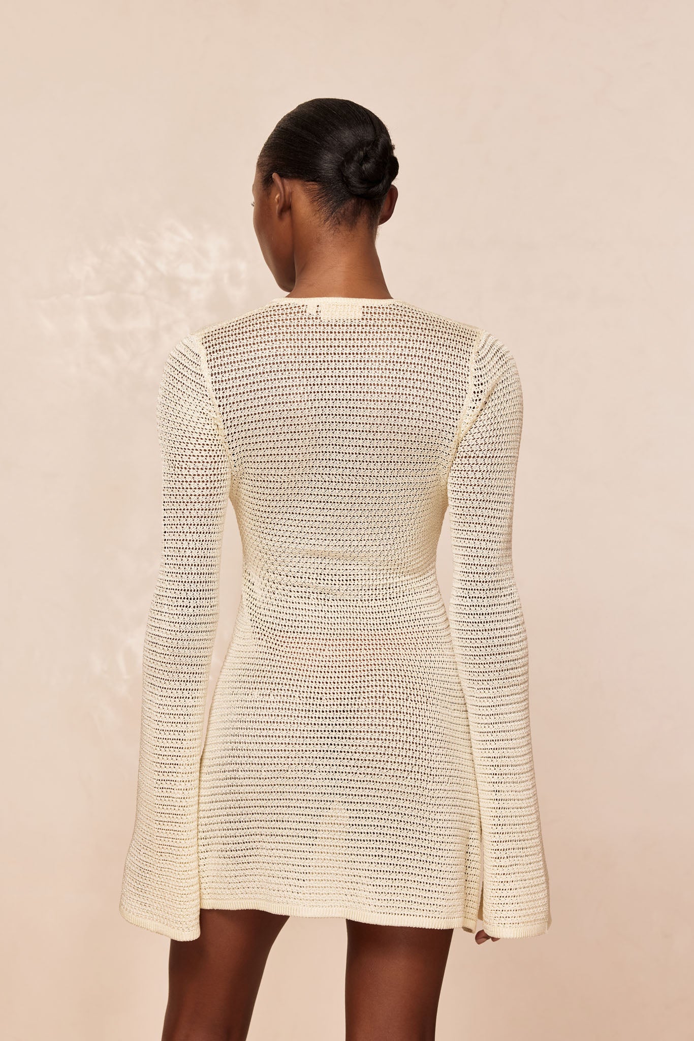 Montego Mini Dress - Ivory Shiny Treble Knit