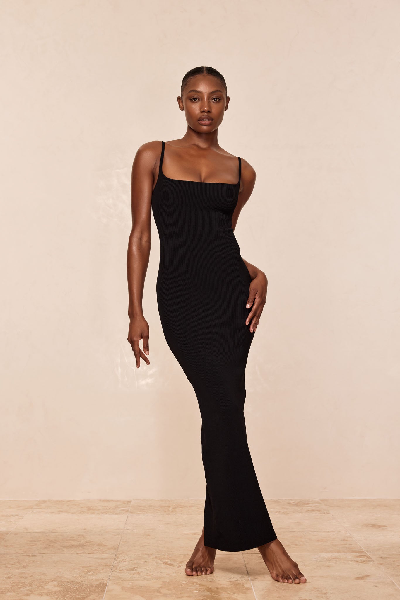 Provence Dress - Black Knit Rib