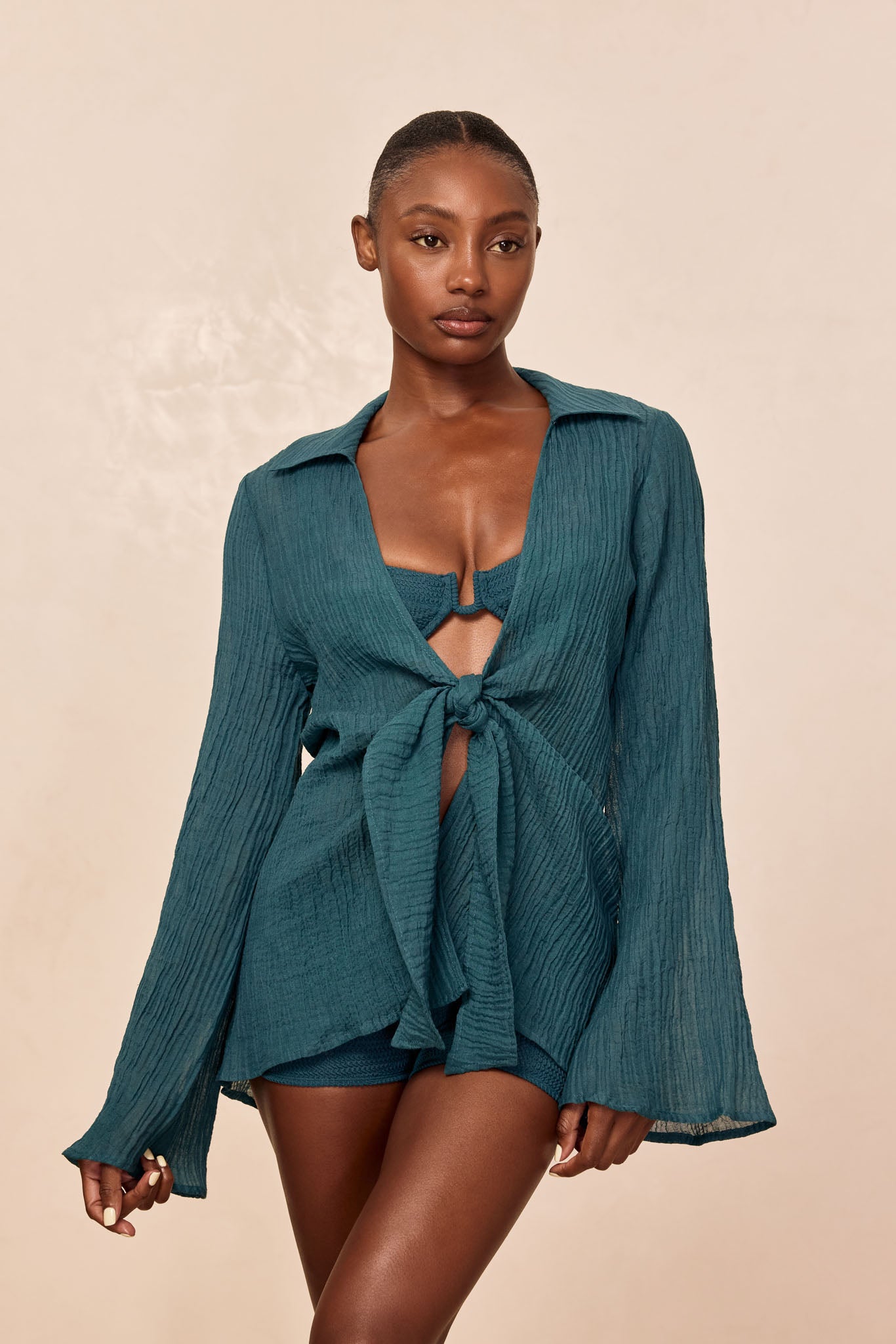 Grenada Tunic - Evergreen Crinkle Linen