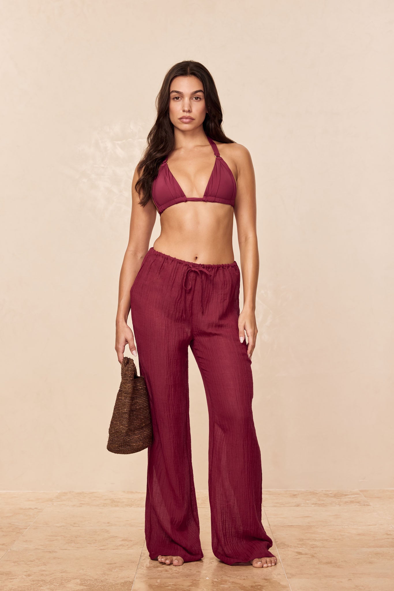 Belize Pant - Fig Crinkle Linen