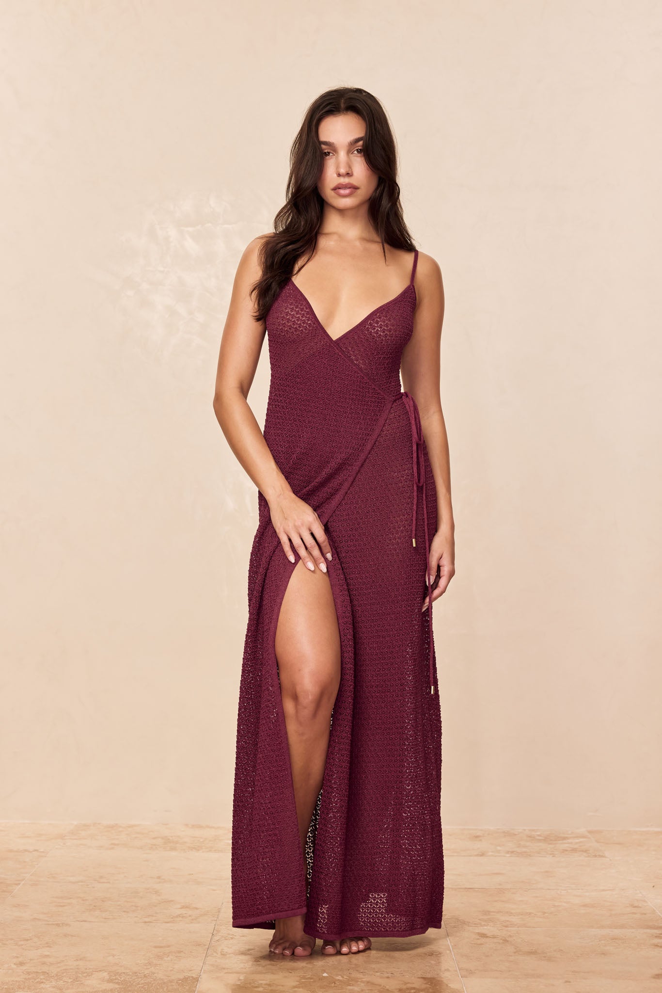 Levanzo Dress - Fig Lurex Lace Crochet
