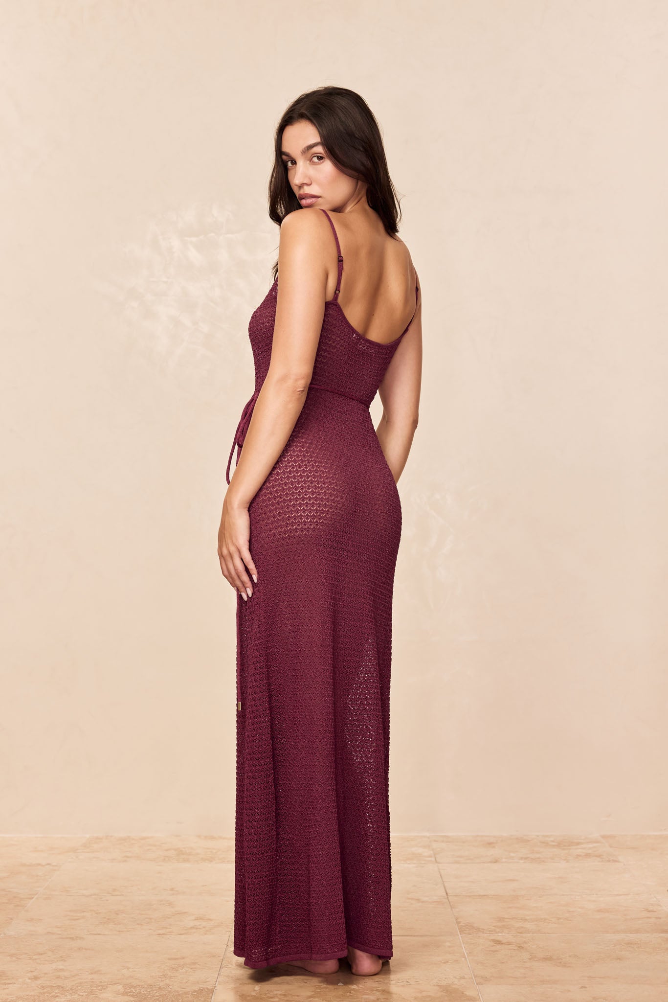 Levanzo Dress - Fig Lurex Lace Crochet