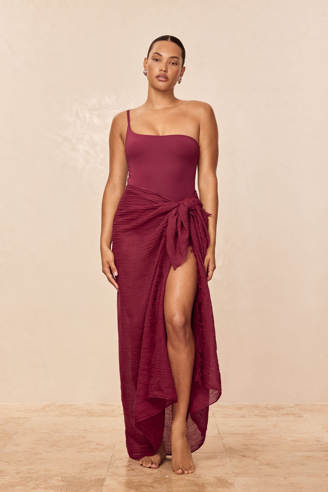 St. Tropez Sarong - Fig Crinkle Linen