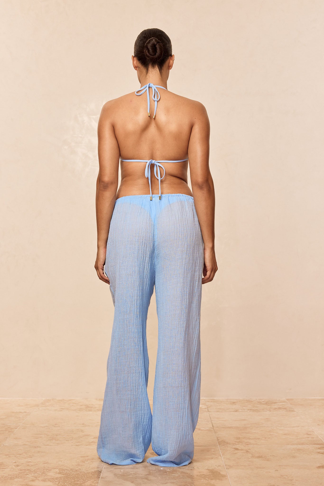 Belize Pant - Sky Crinkle Linen