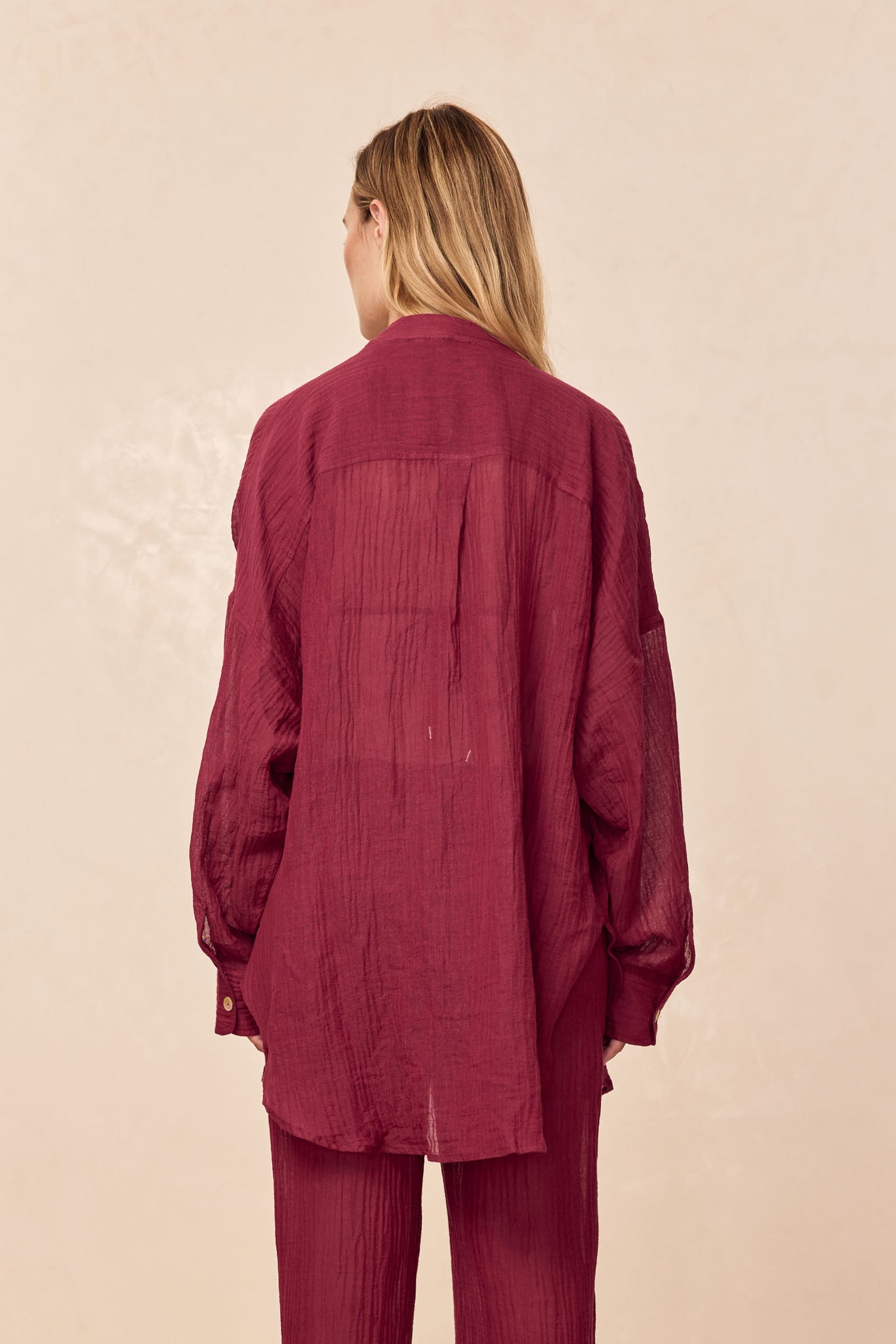 Barcelona Tunic - Fig Crinkle Linen