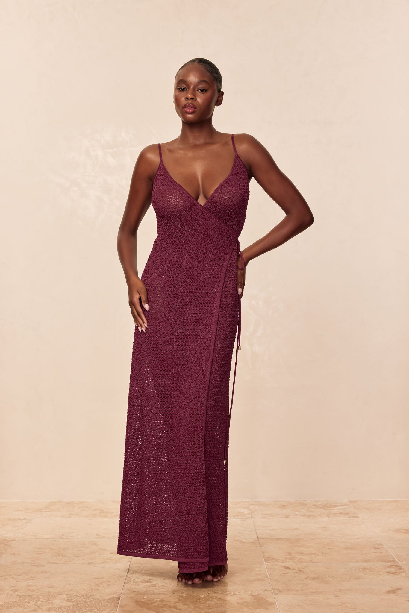 Levanzo Dress - Fig Lurex Lace Crochet