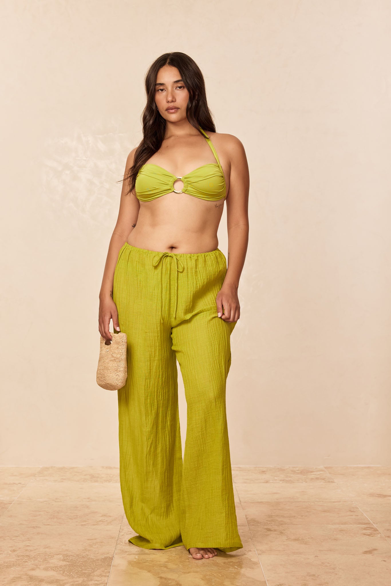 Belize Pant - Apple Crinkle Linen