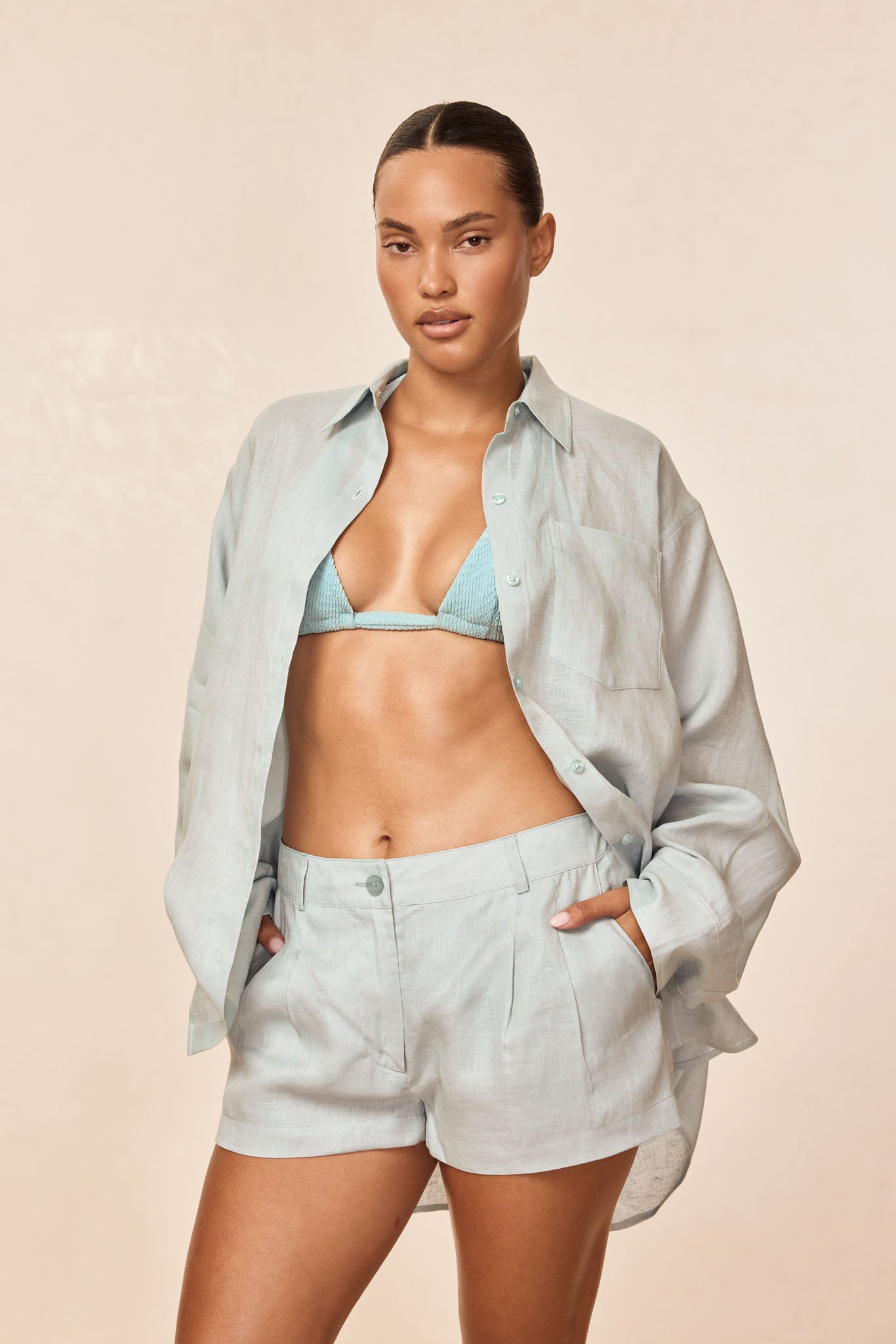 Casablanca Short - Light Slate Linen