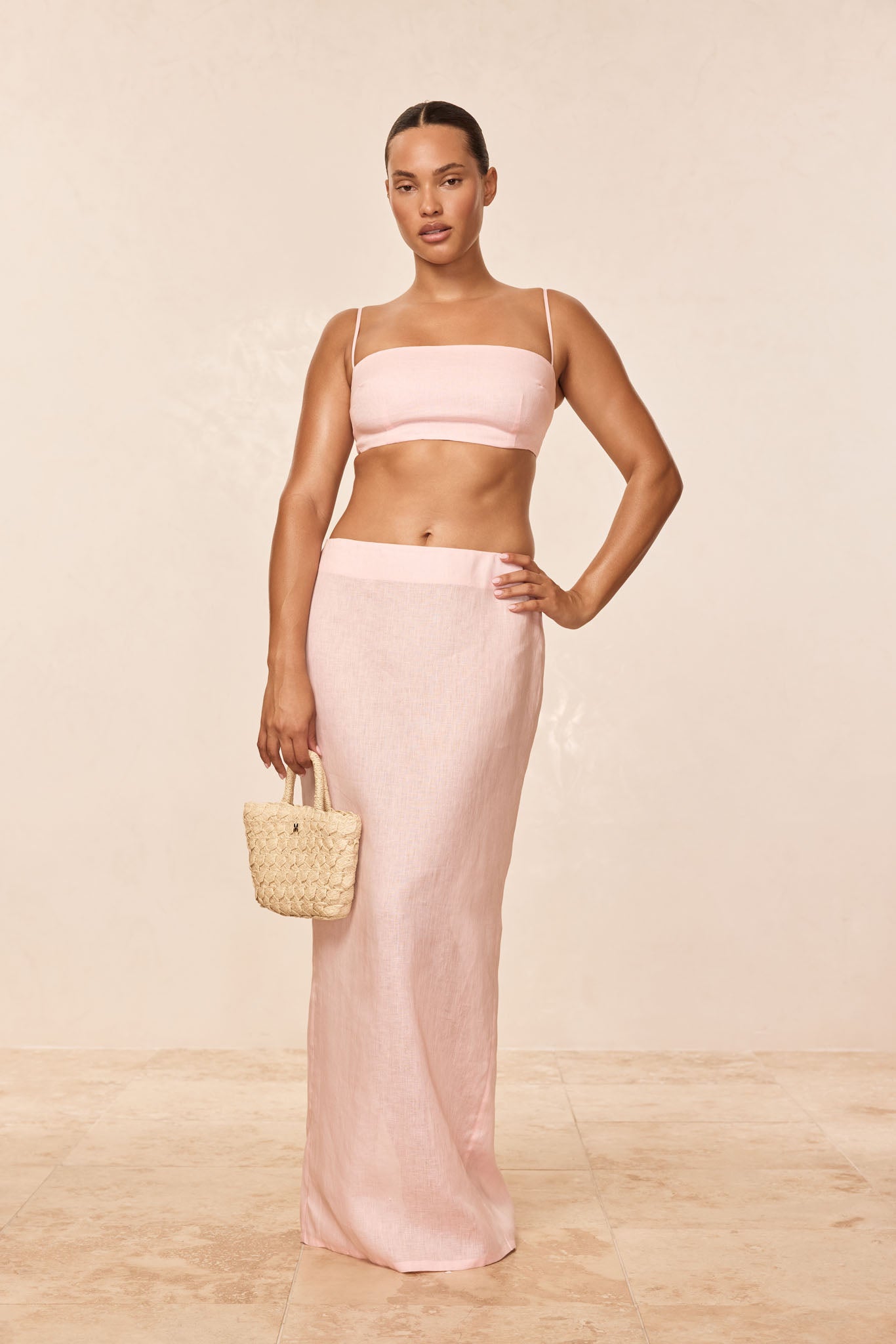 Fontelina Skirt - Powder Pink Linen