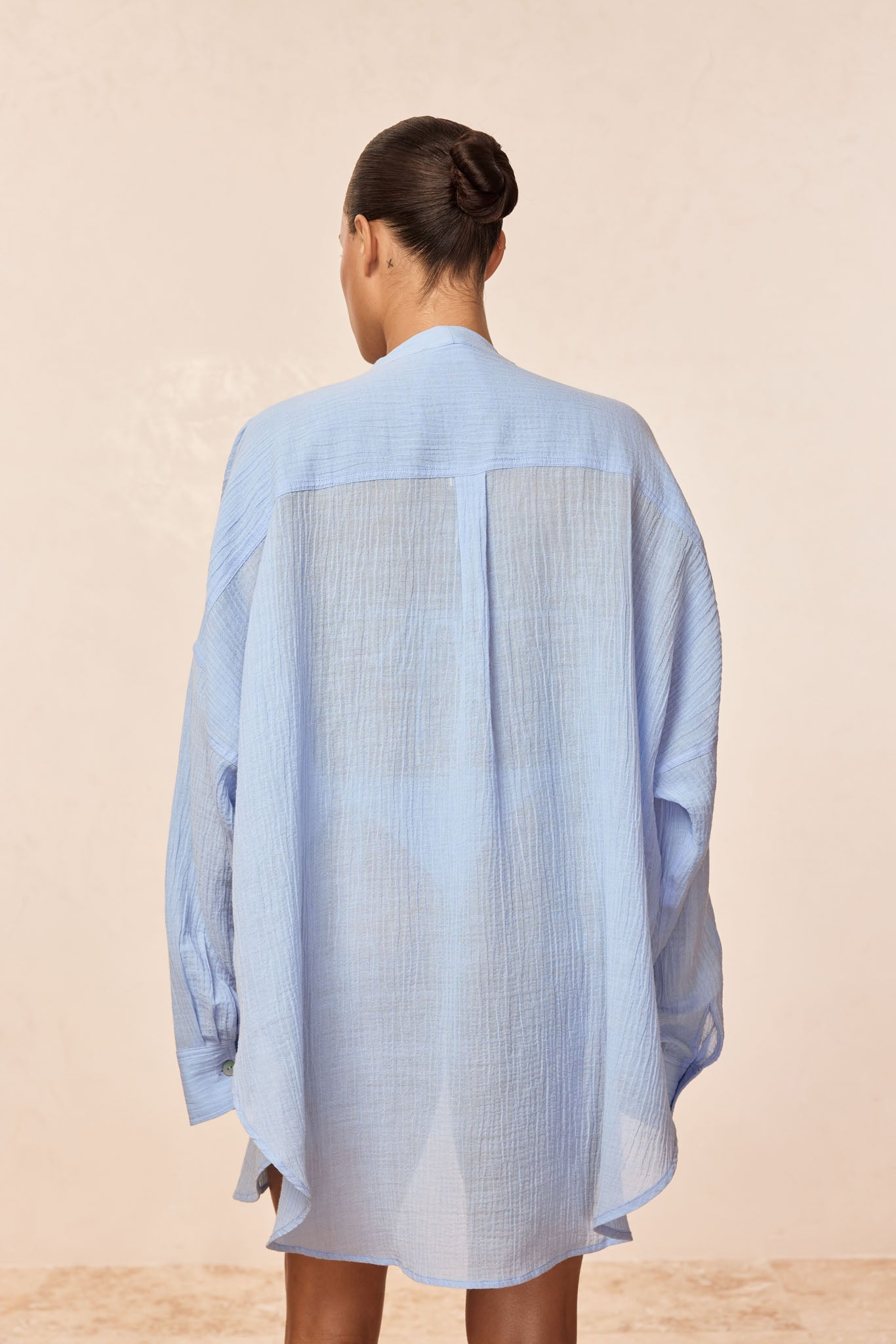 Barcelona Tunic - Sky Crinkle Linen