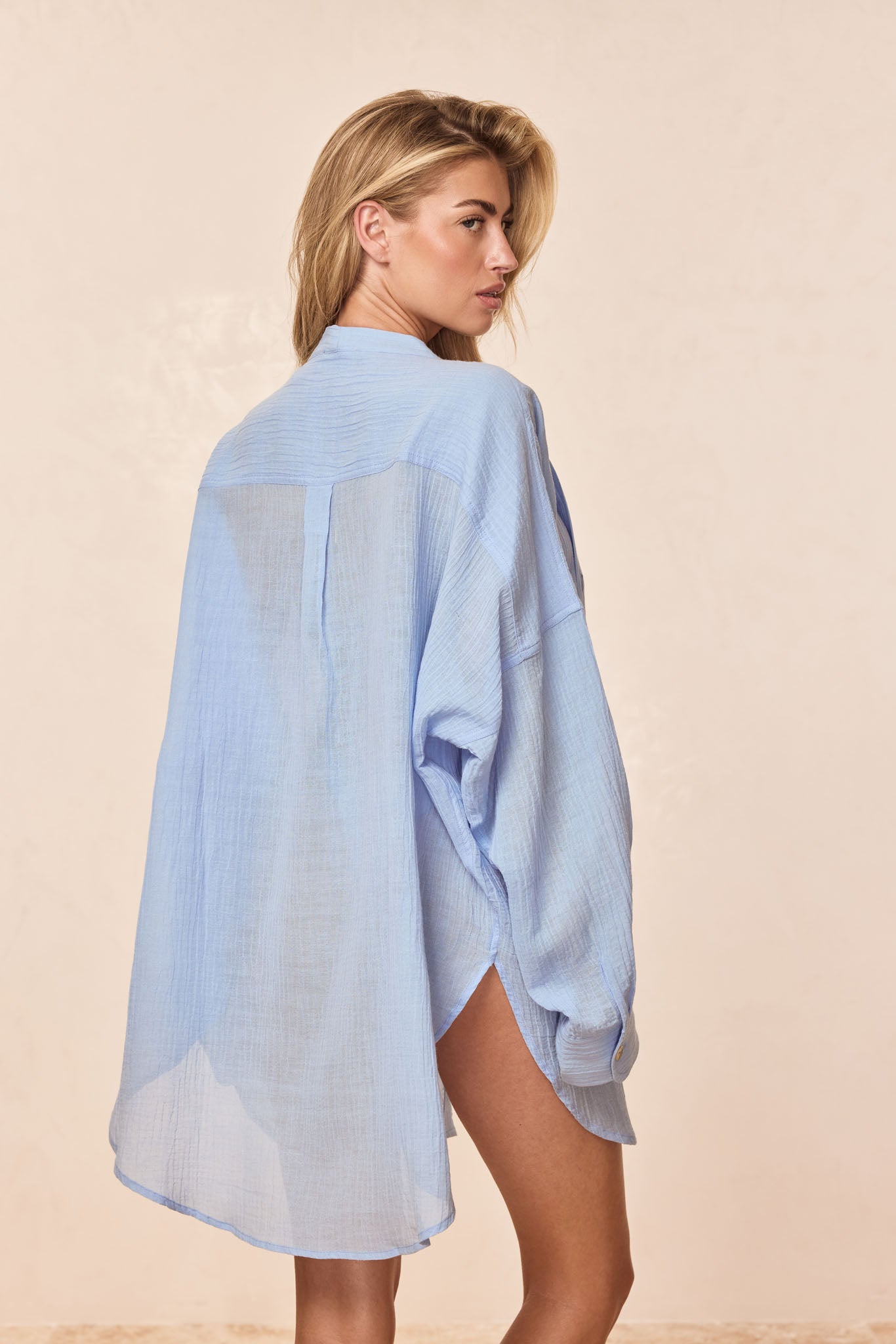 Barcelona Tunic - Sky Crinkle Linen
