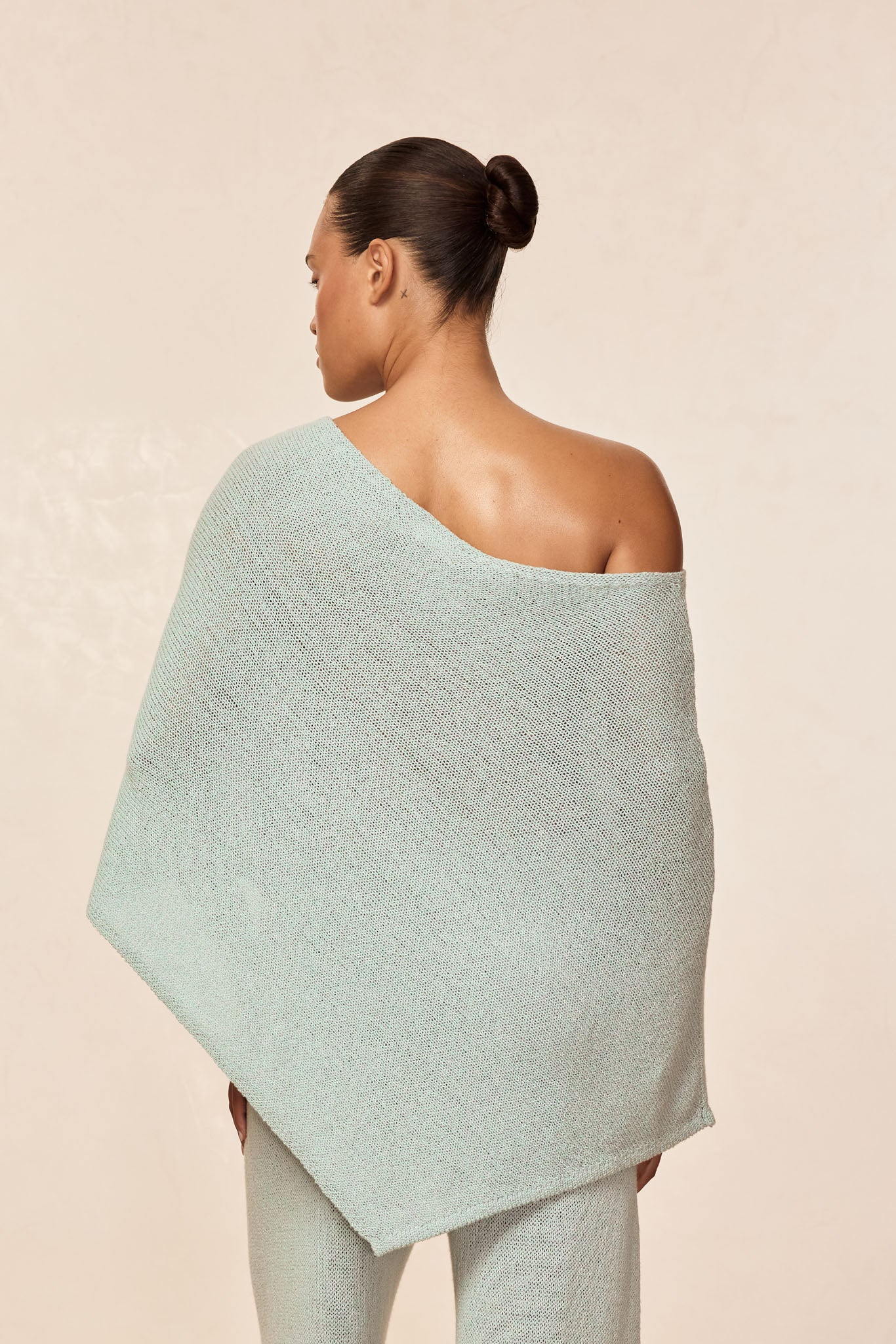 Dominica Poncho Open Knit - Light Slate