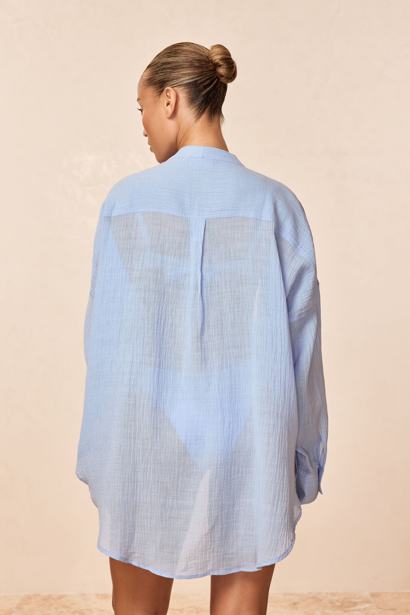 Barcelona Tunic - Sky Crinkle Linen