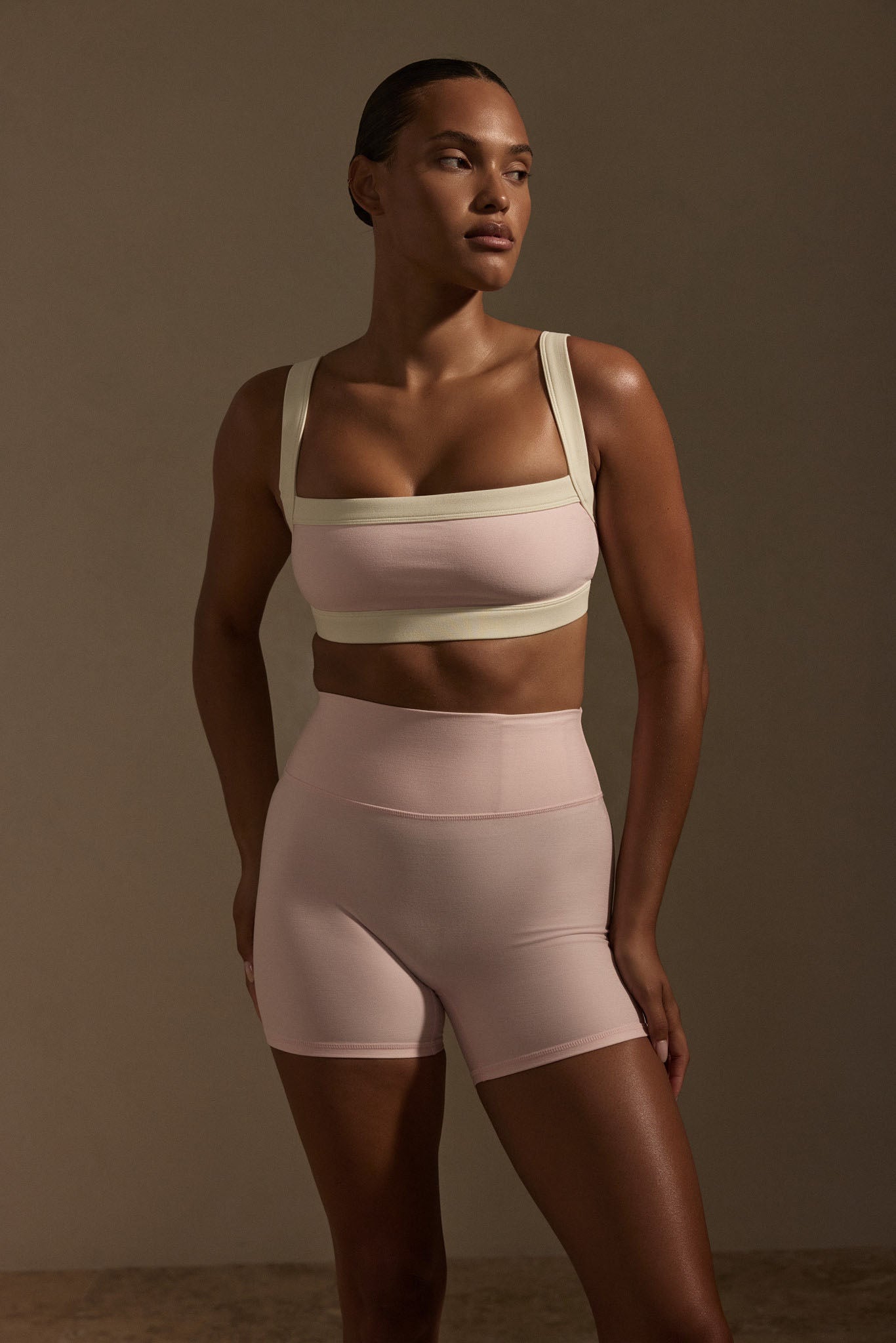 Outpost Bra - Heather Powder Pink/Ivory