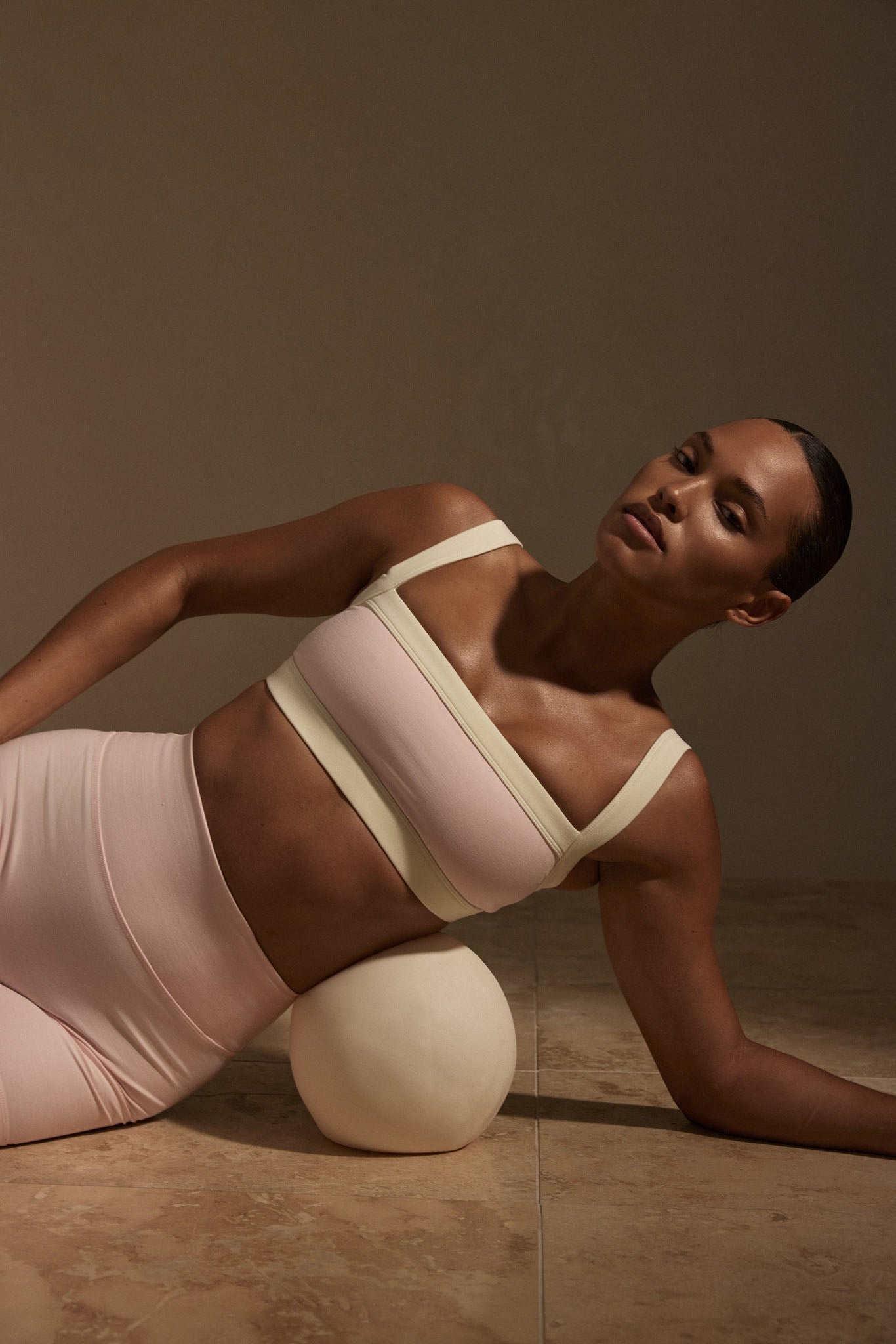Outpost Bra - Heather Powder Pink/Ivory