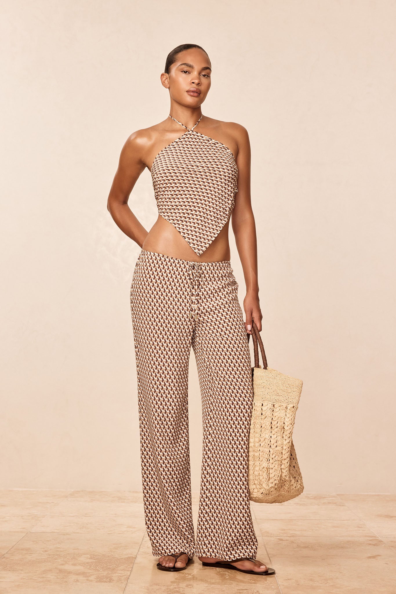 Belize Pant - Husk Geo Silk