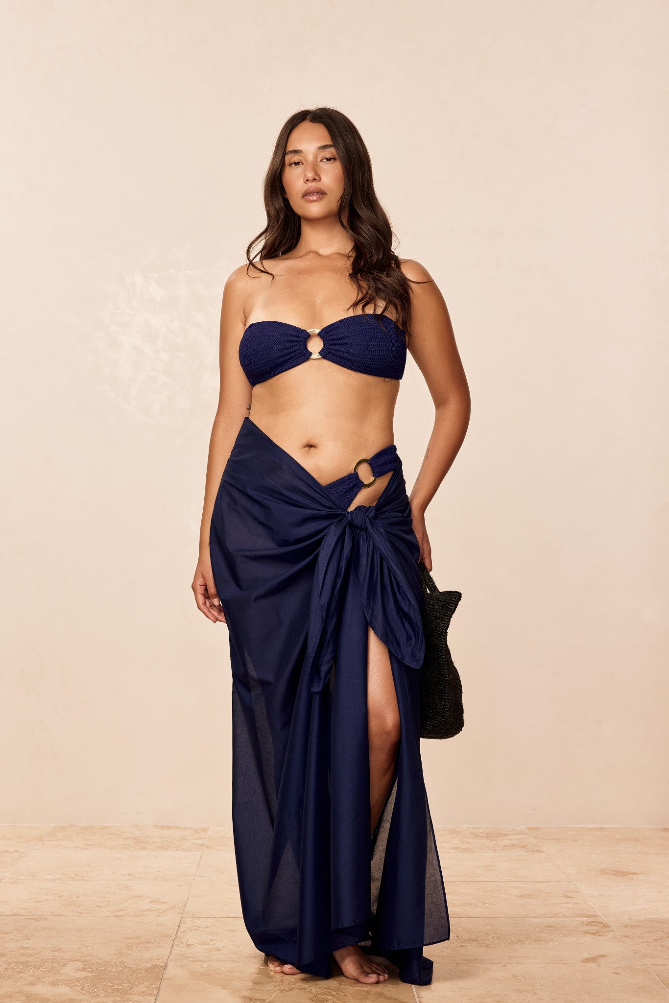 St. Tropez Sarong - Midnight Cotton Voile