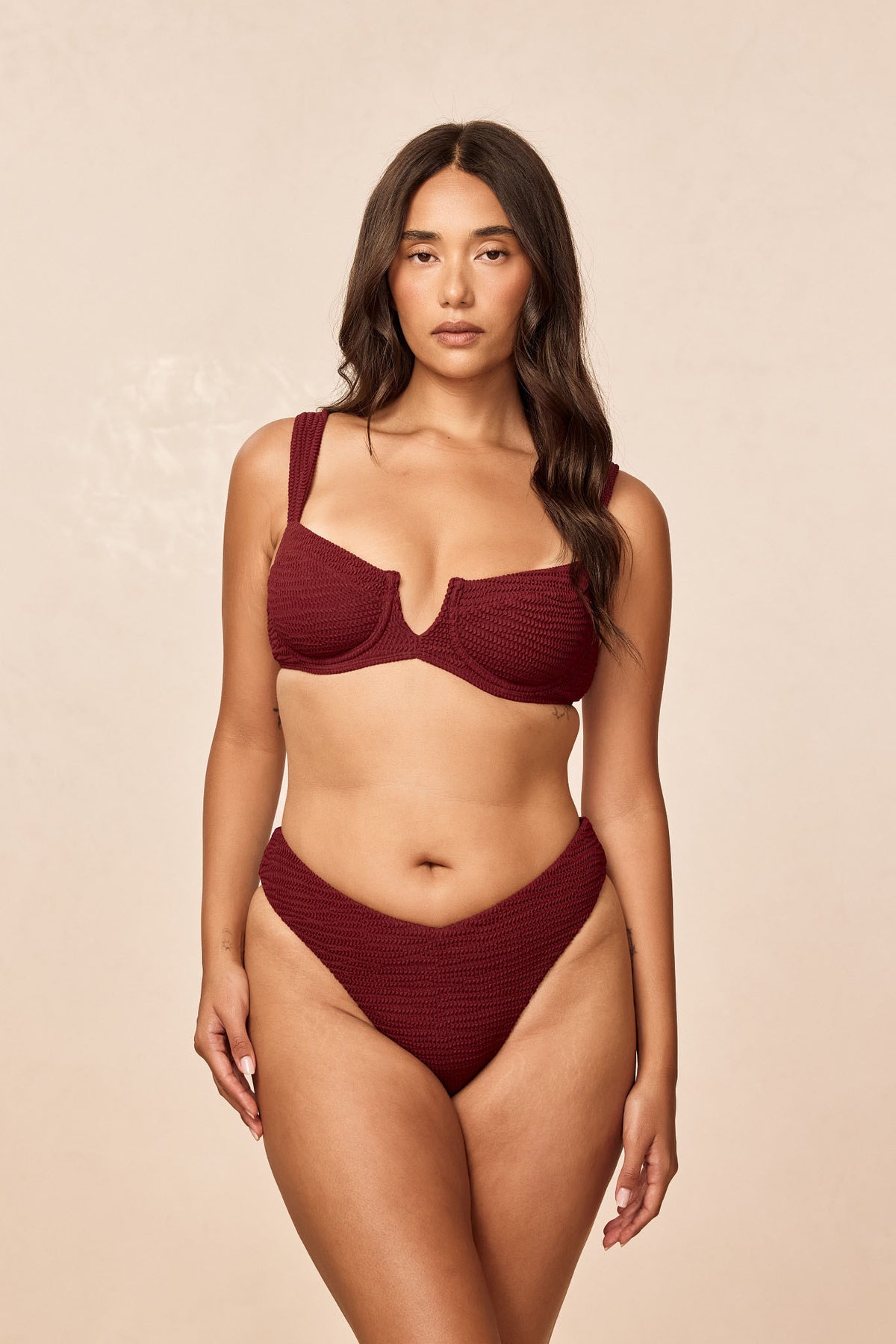 Clovelly Top - Deep Burgundy Crinkle