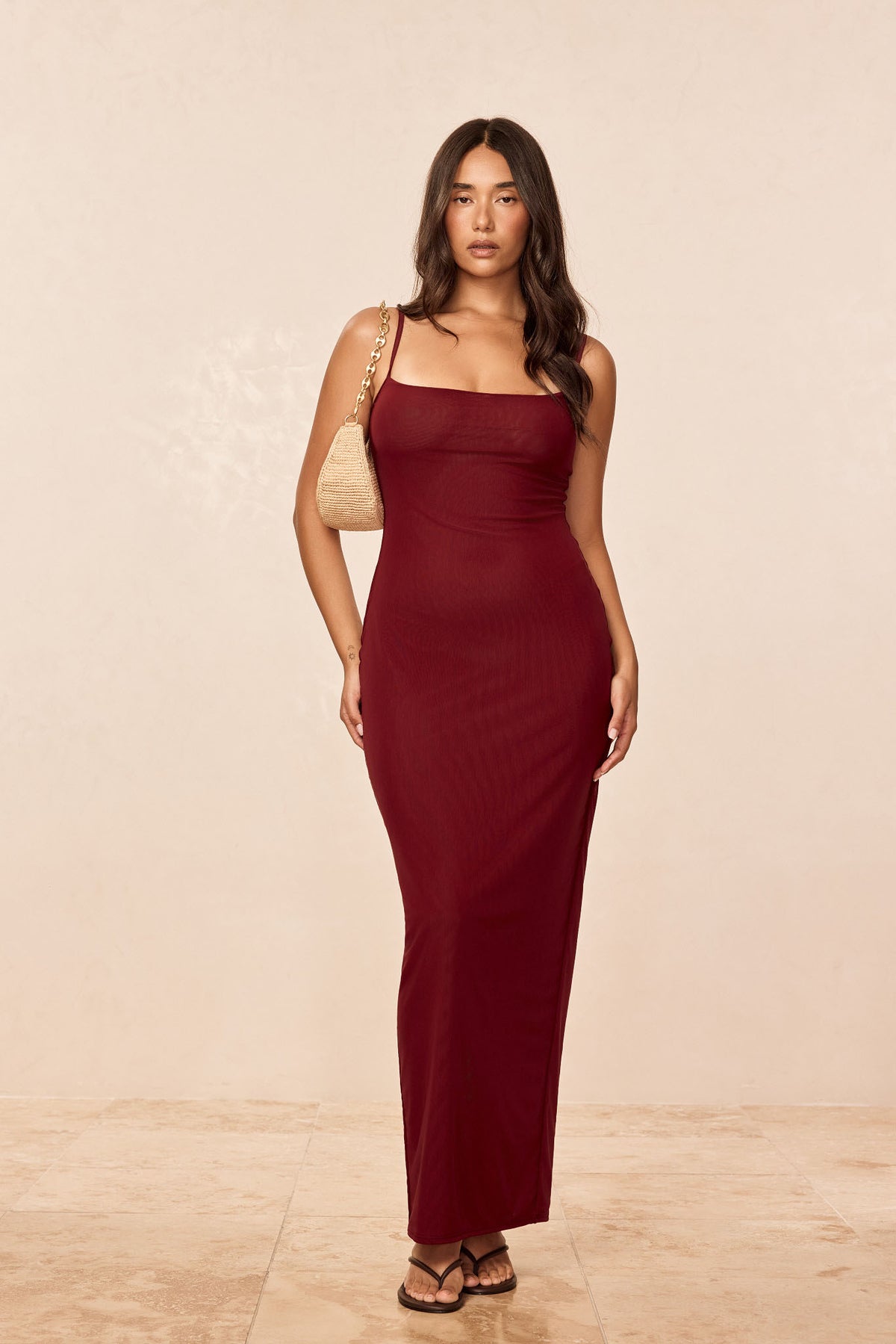 Provence Dress - Deep Burgundy Mesh