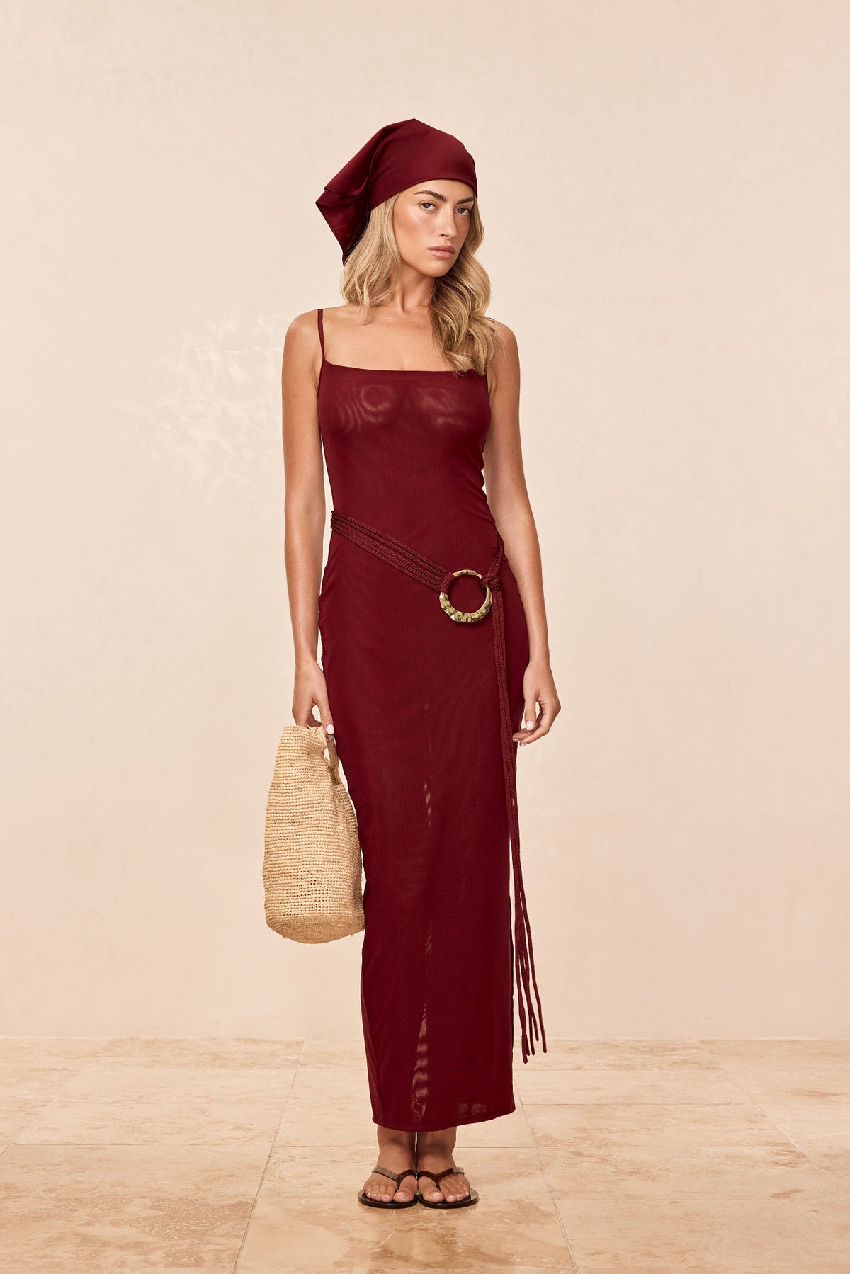 Provence Dress - Deep Burgundy Mesh