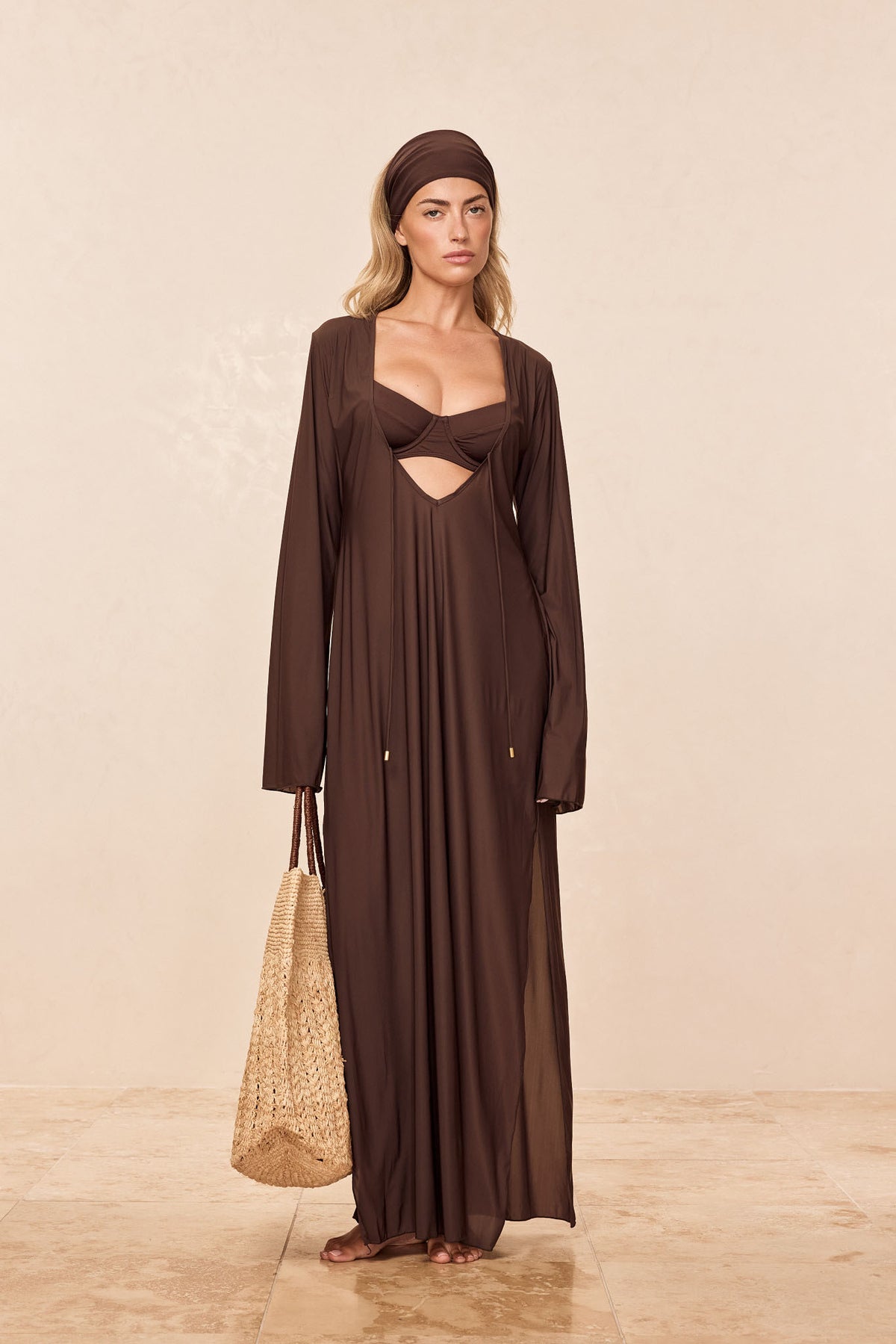 Marabella Kaftan - Espresso Tissue Jersey