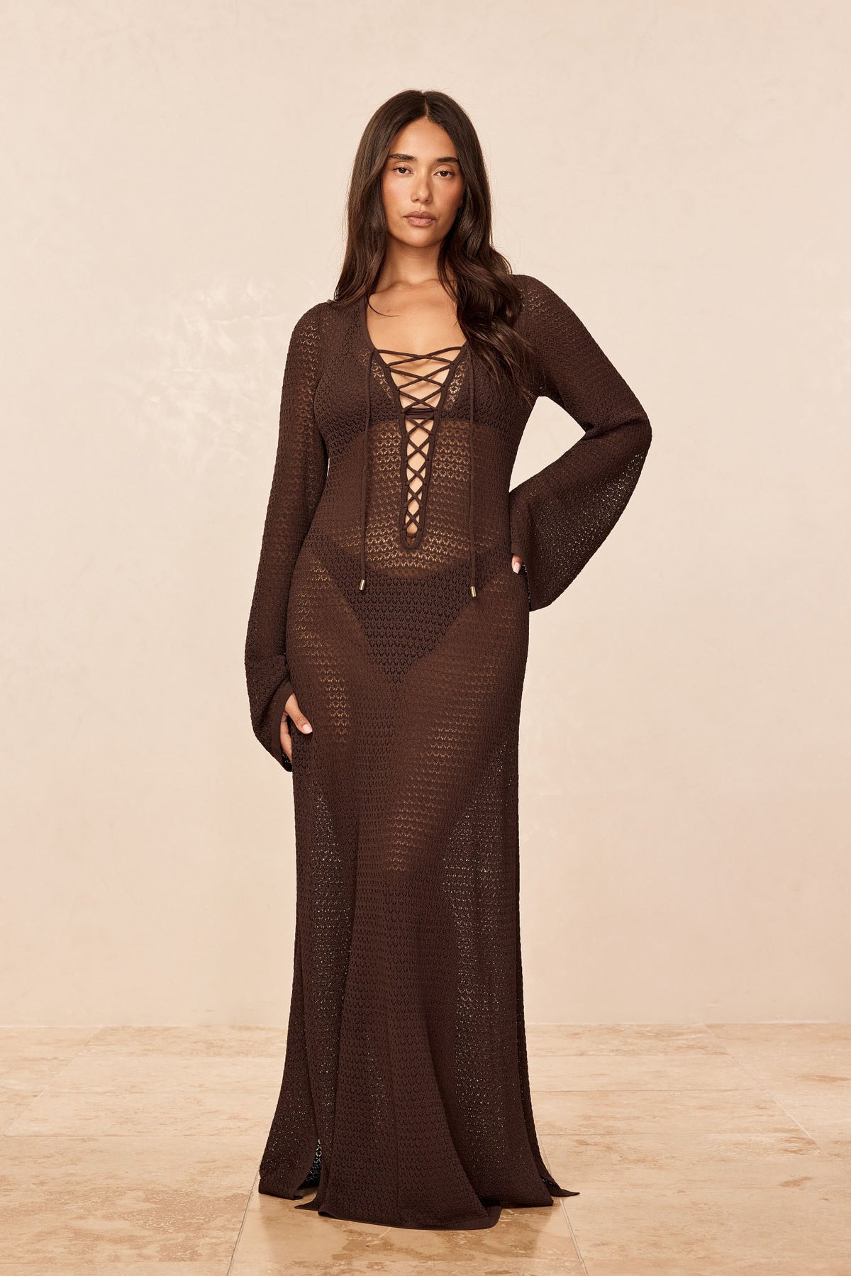 Corossol Dress - Espresso Lace Crochet