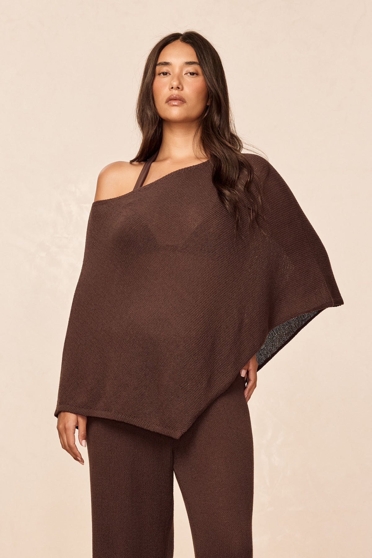 Dominica Poncho - Espresso Open Knit