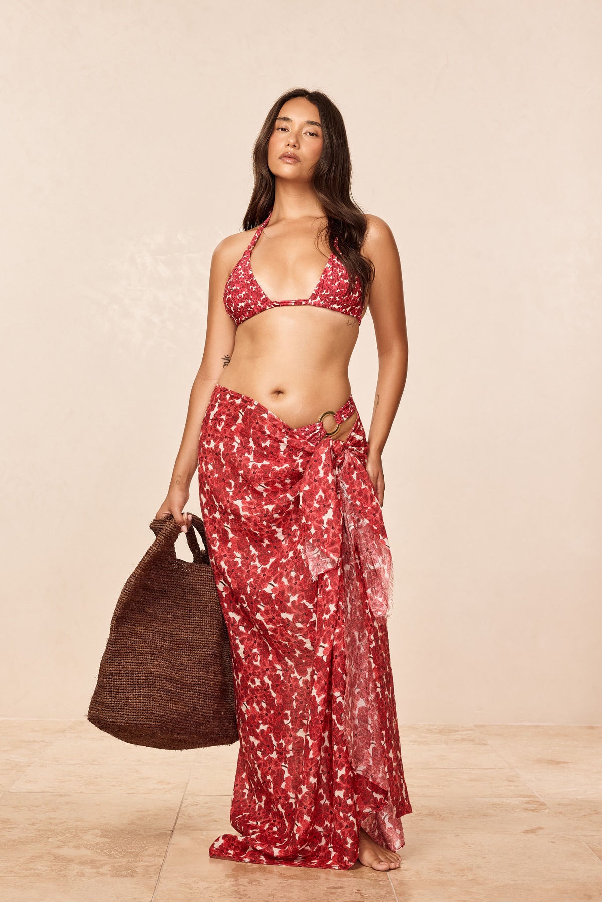 St. Tropez Sarong - Monte Solaro Floral Crinkle Linen