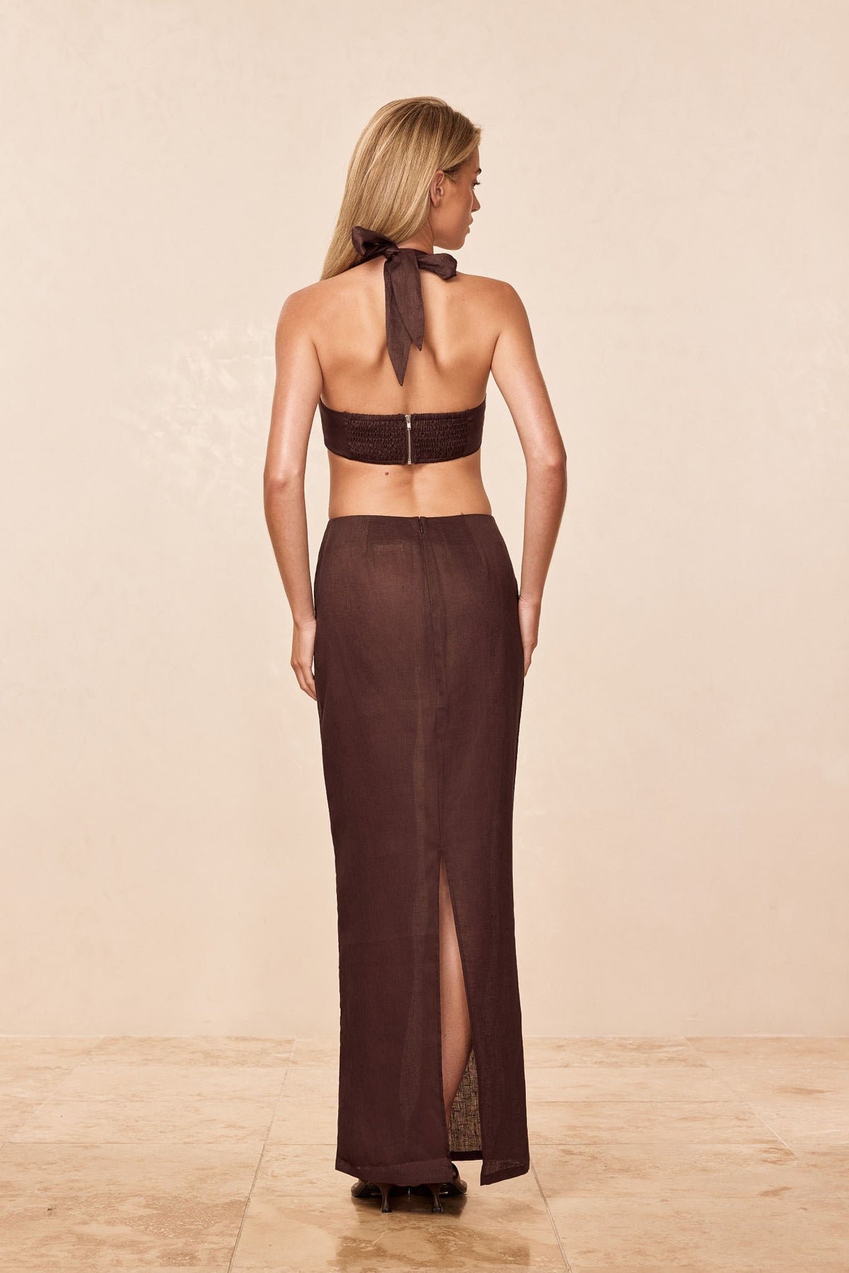 Fontelina Linen Skirt - Espresso