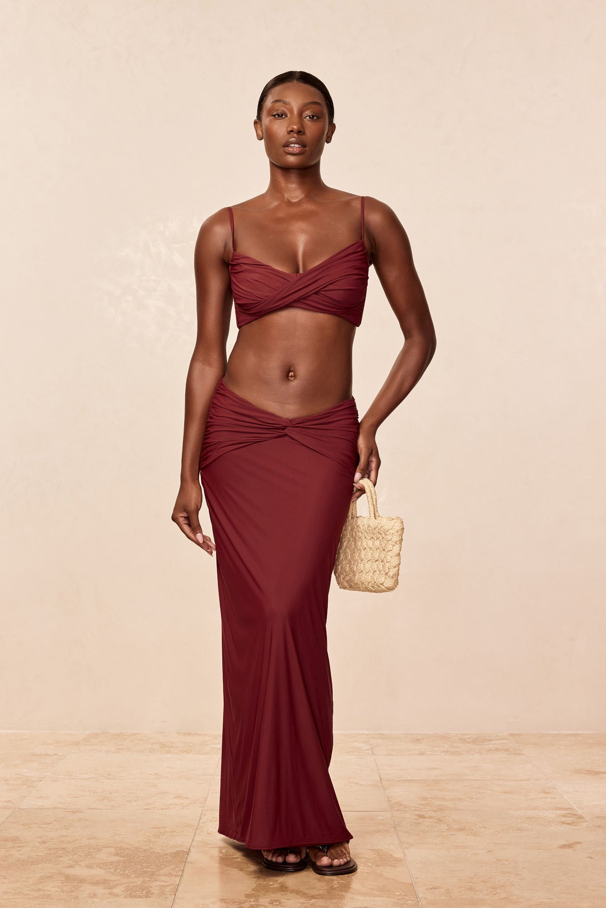 St. Croix Maxi Skirt - Deep Burgundy Tissue Jersey