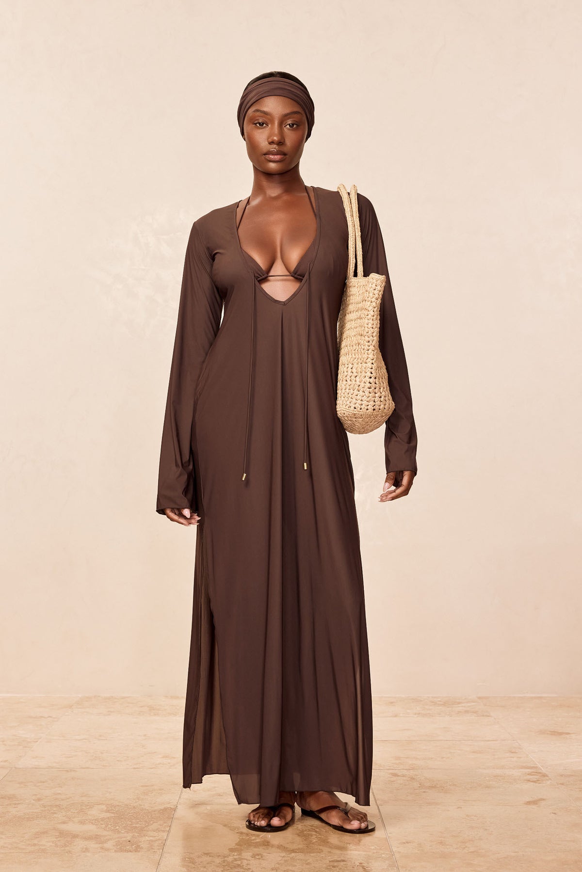 Marabella Kaftan - Espresso Tissue Jersey