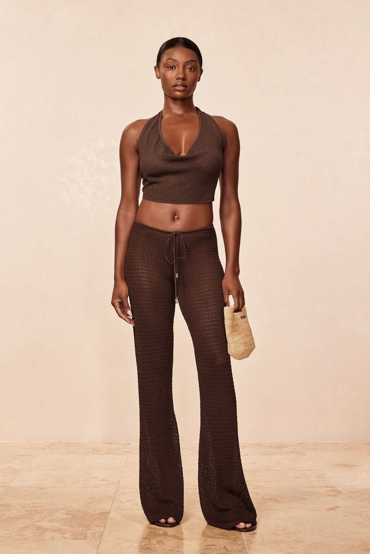 Belize Pant - Espresso Lace Crochet