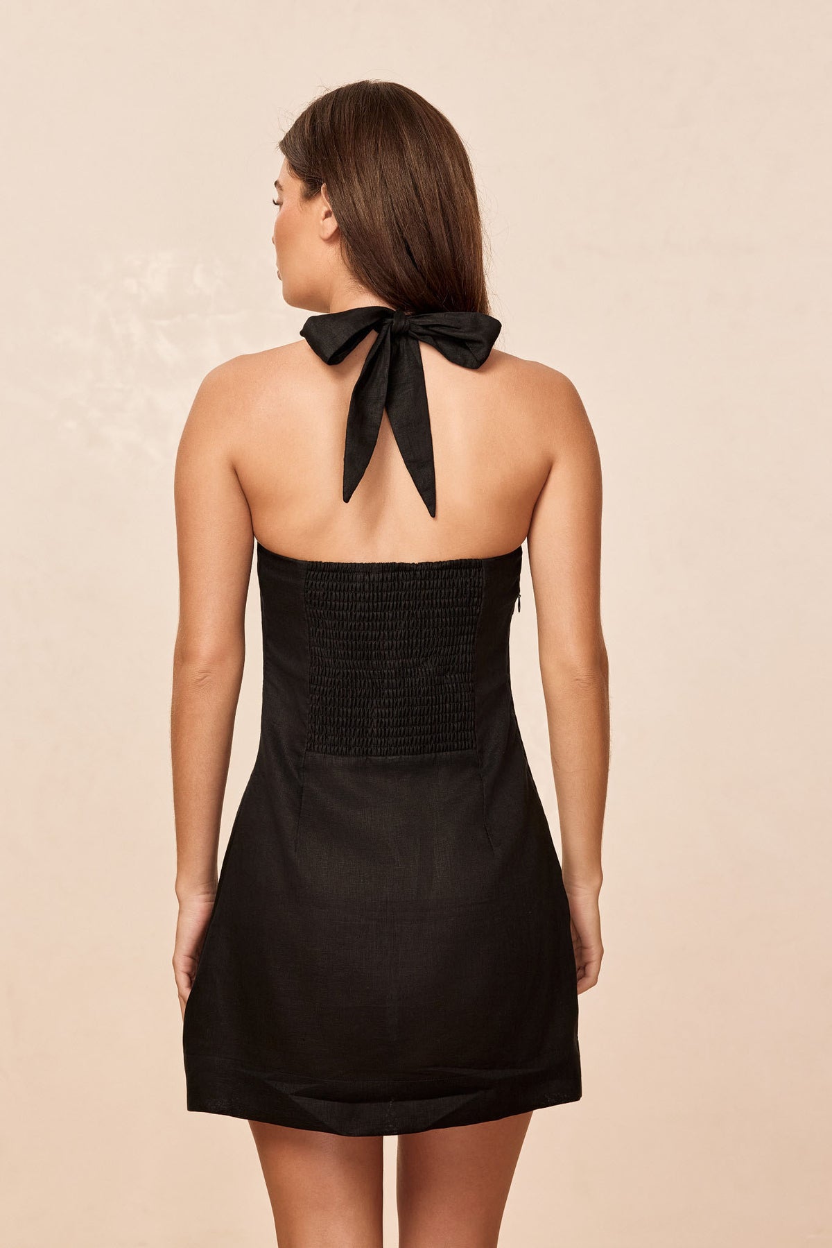 Montserrat Mini Dress - Black Linen