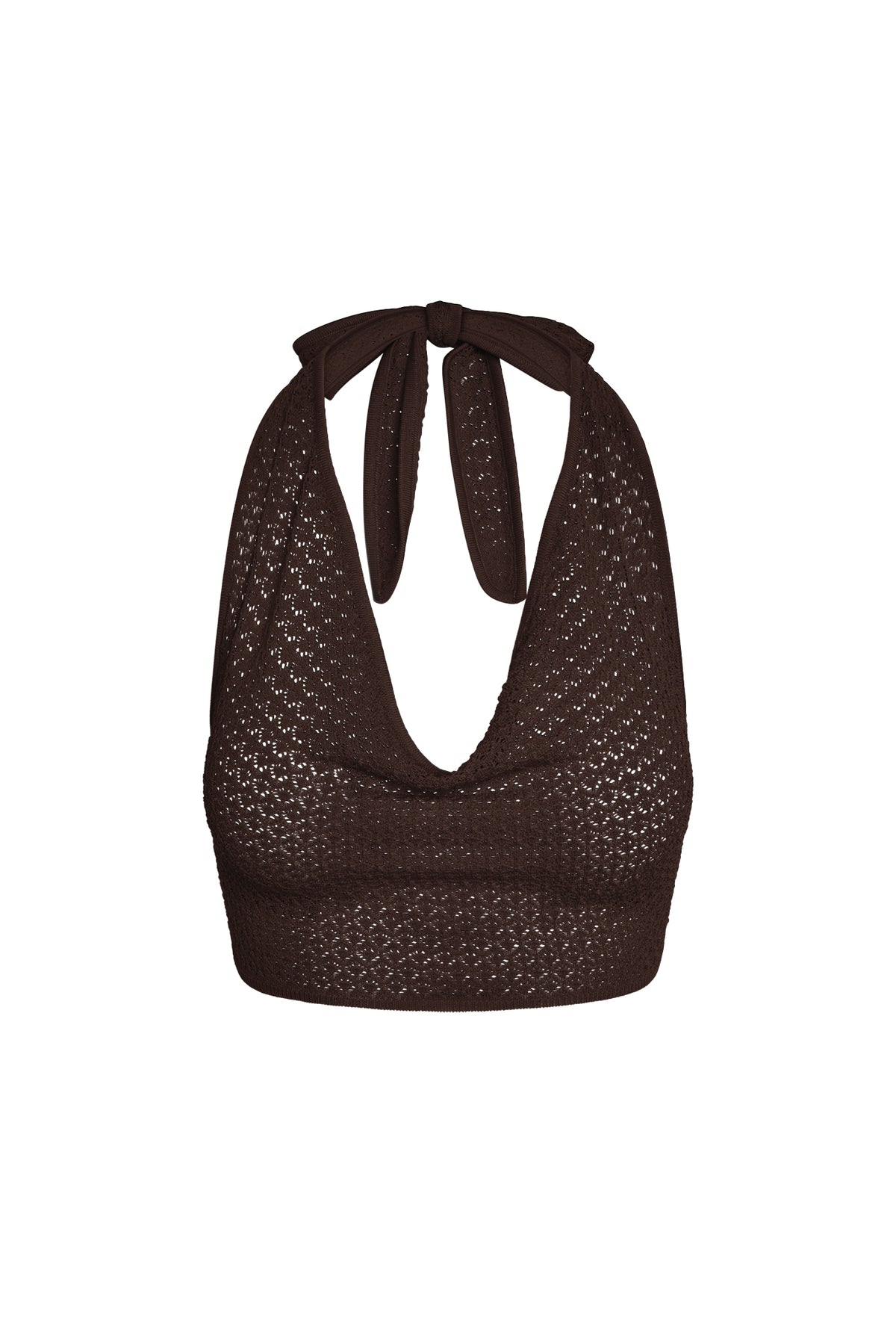 Bula Cowl Neck Top - Espresso Lace Crochet