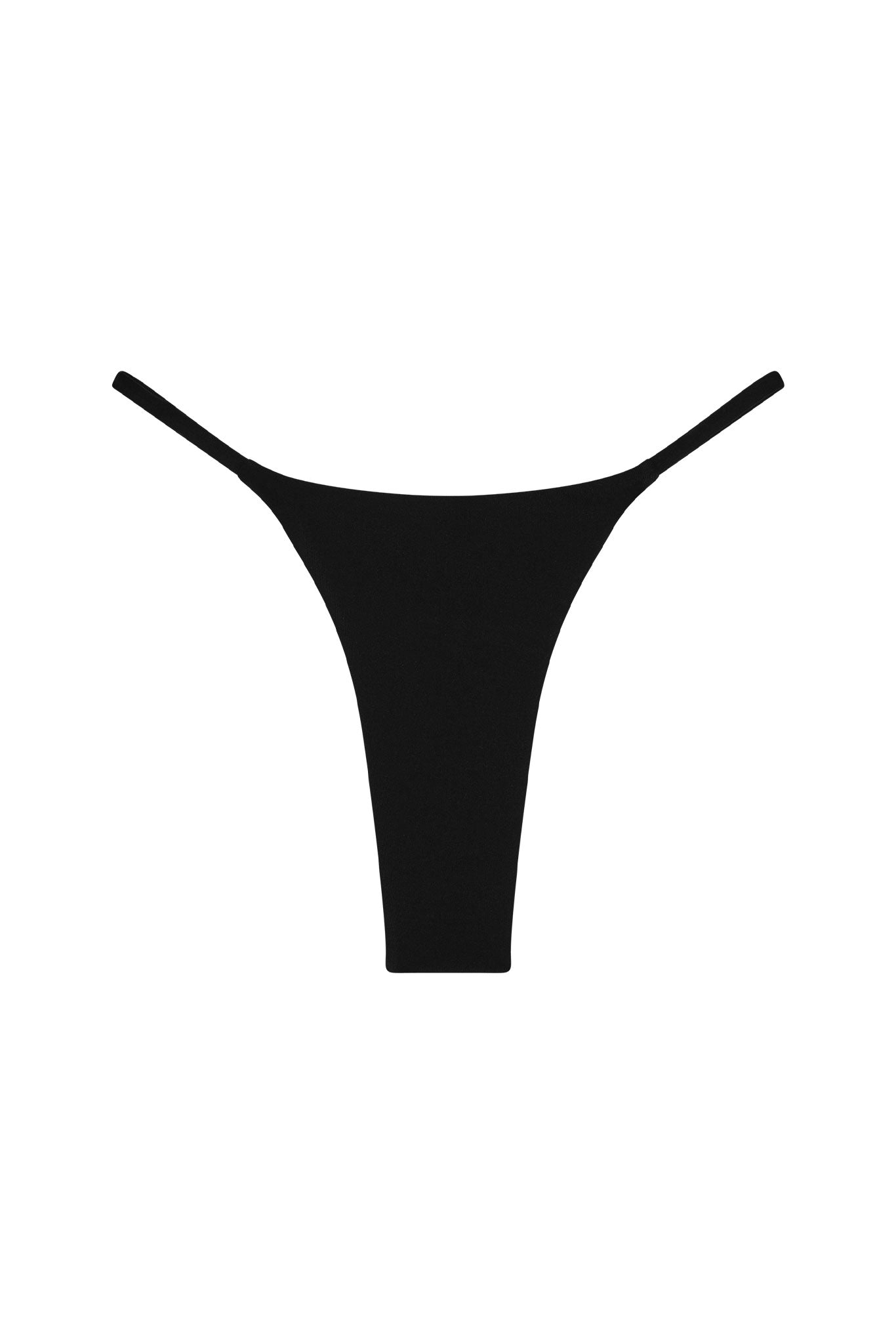 Black women's high-cut thong underwear on a white background.