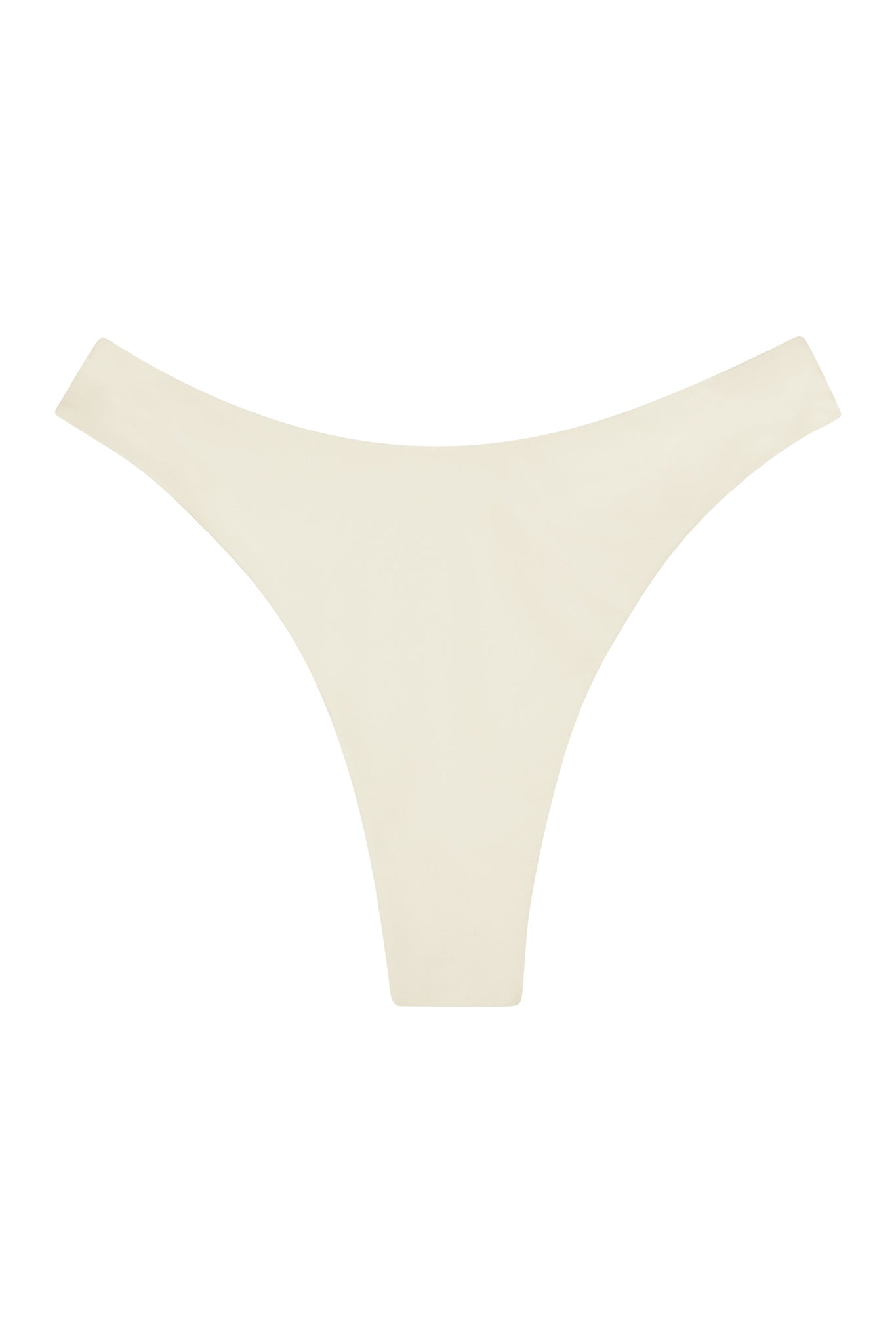 Beige seamless thong underwear on white background