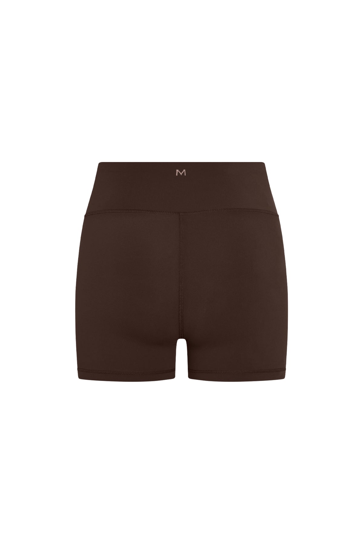 Back view of Elysian Short 4.5 inch in Espresso showcasing the doubled high waistband on a white background