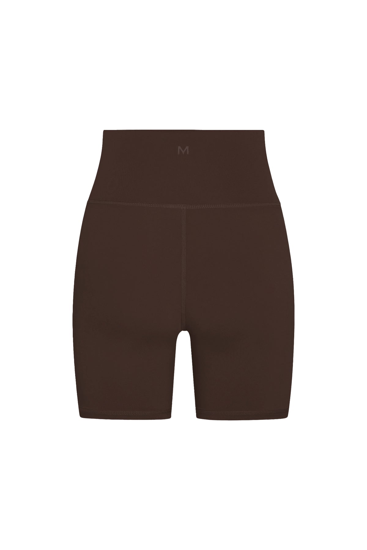 Rear view of Griffith Short 6.25 inch in Espresso showcasing high waist and doubled waistband on white background