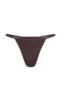 Front view of Monday G String (clove) showcasing thin side straps and minimal coverage on white background