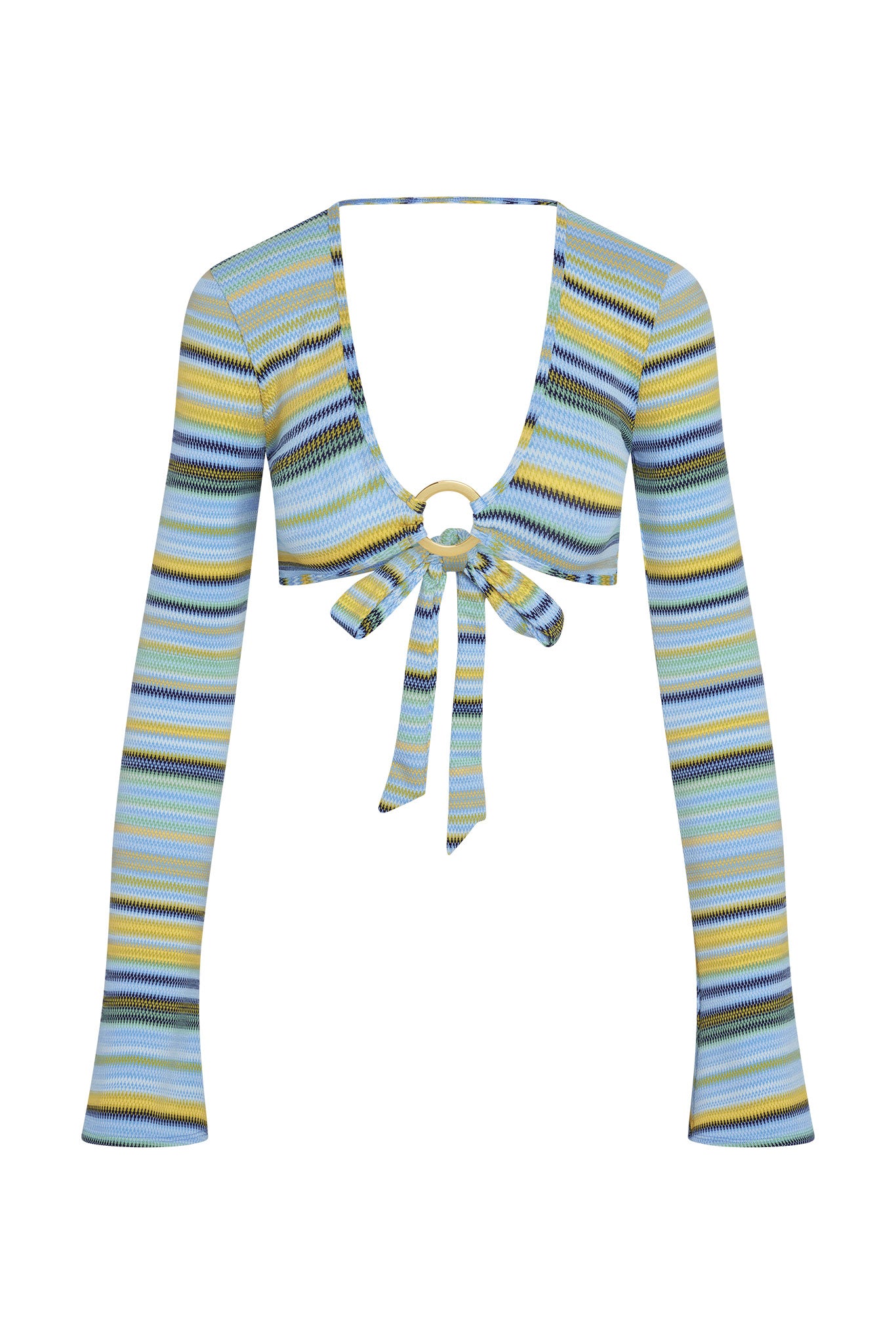 Montego Crop Top - Sardinia Stripe Azure
