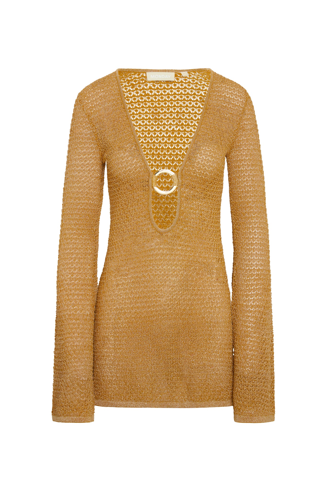 Montego Mini Dress - Antique Gold Lace Crochet