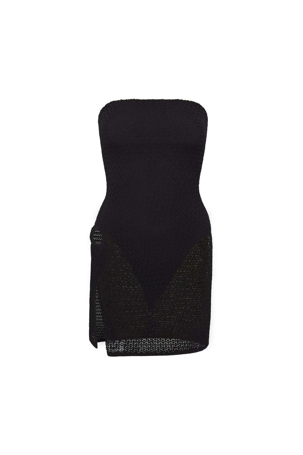 Palermo Strapless Mini Dress - Black Lace Crochet