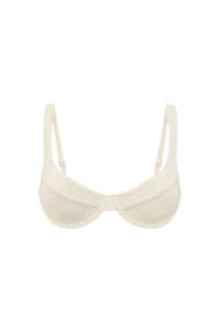 Front view of ivory Paros Top showcasing scoop neck and underwire seaming on cups against a white background