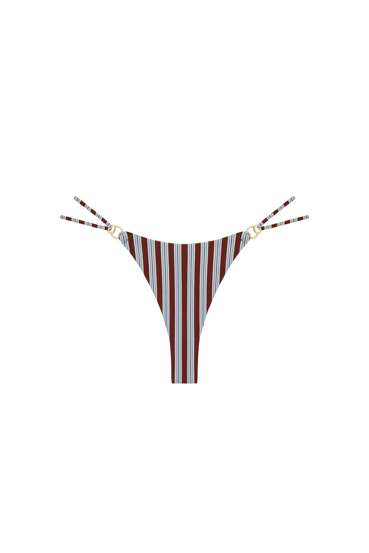 Petit Ermitage Bottom in Milano Stripe, front view with thin side straps, gold hardware detailing, and minimal thong coverage
