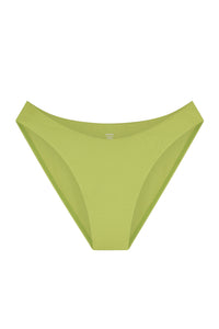 Front view of Seychelles Bottom bikini bottom in Apple green showing seamless finish and moderate coverage on white background