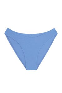 Light blue textured bikini bottoms with high-cut sides; MONDAY logo on inner waistband.