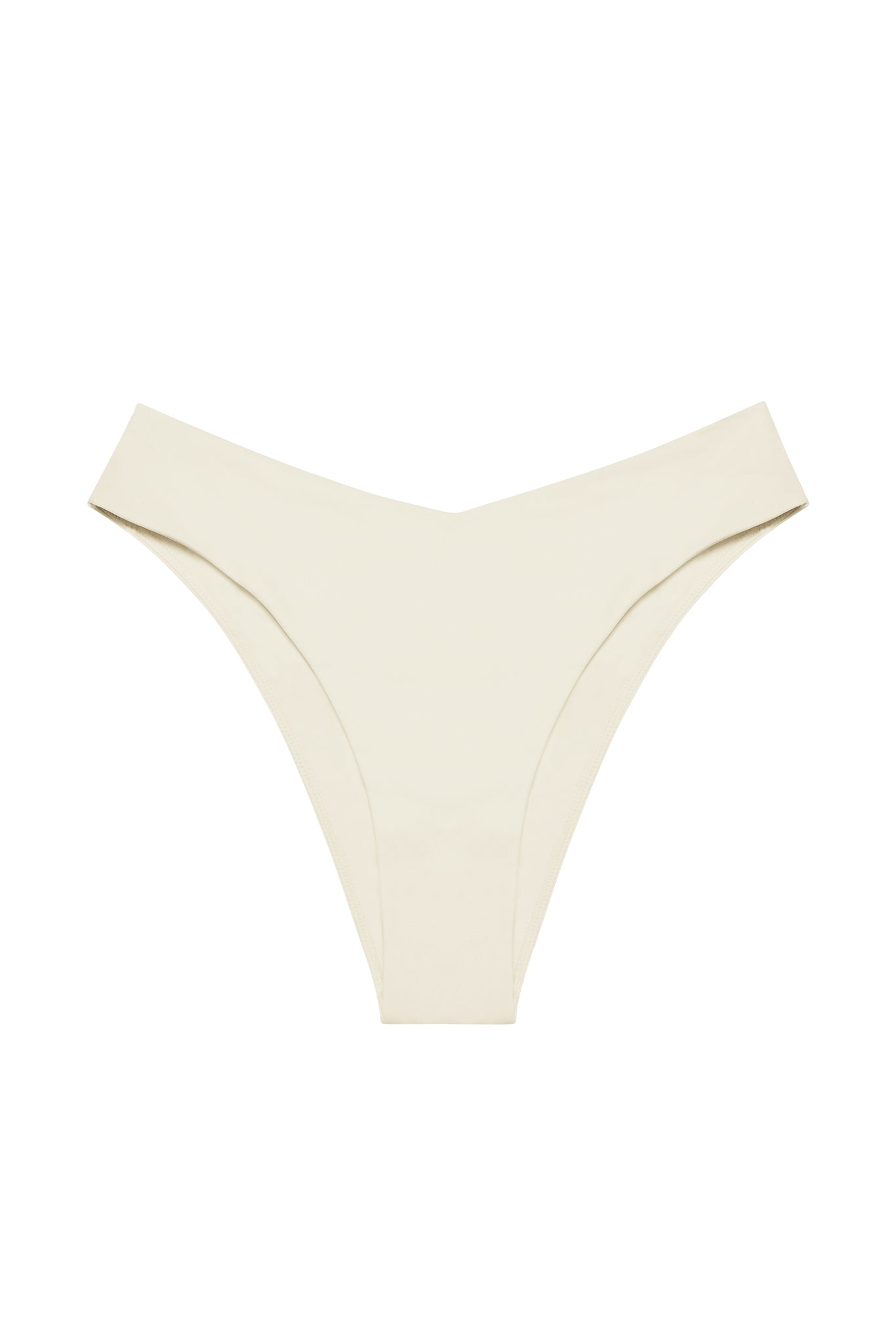 Ivory high-cut V-front bikini thong underwear