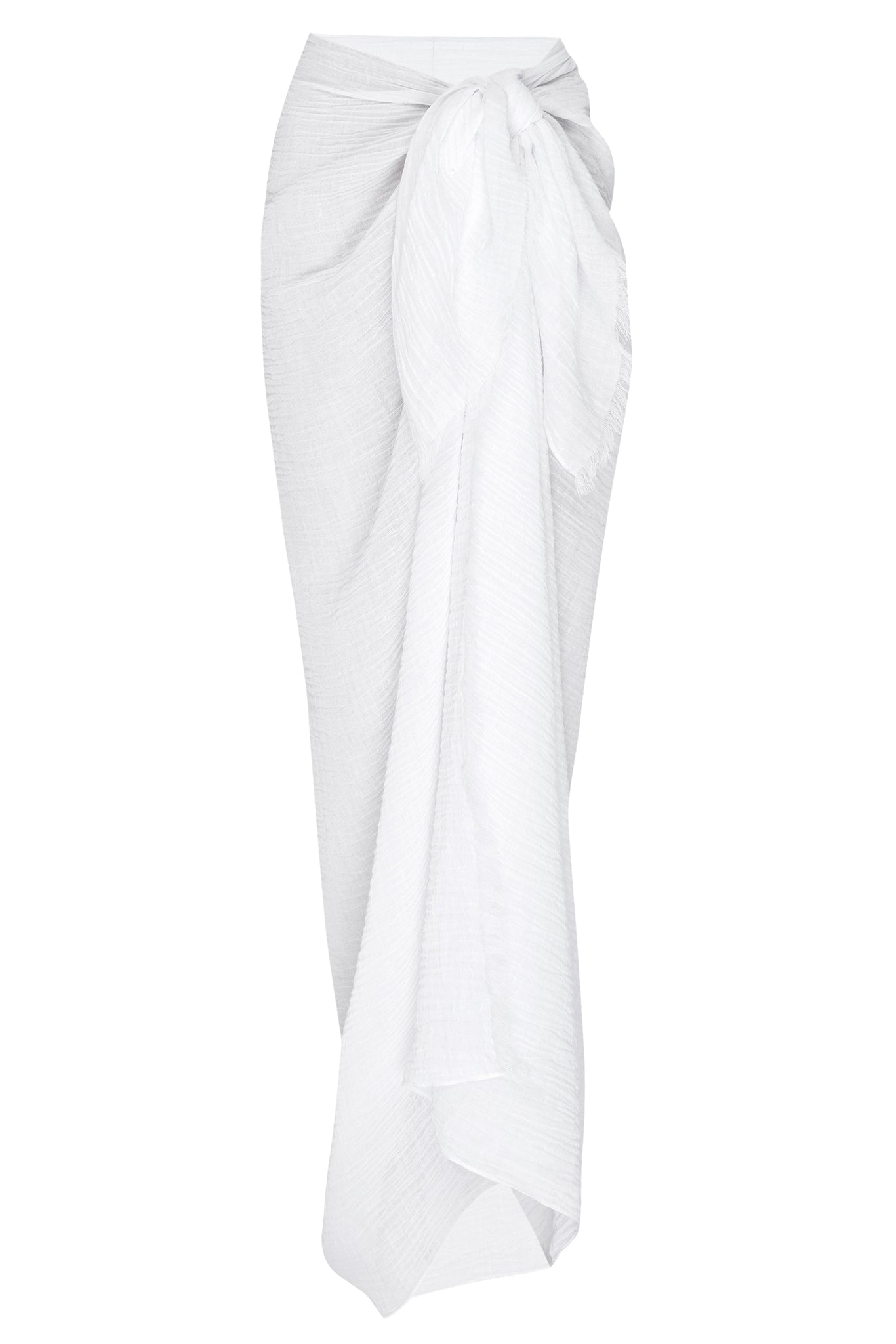 St. Tropez Sarong - White Crinkle Linen – Monday Swimwear