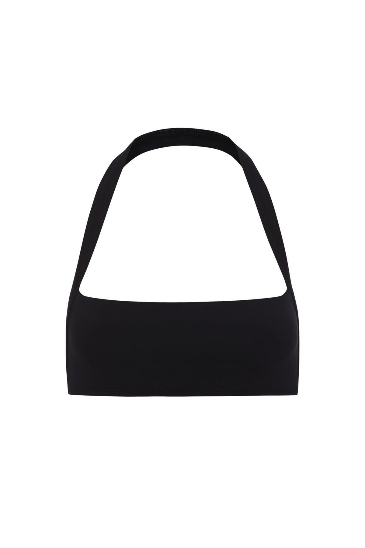 Front view of Tribeca Halter Bra showcasing its wide halter bralette design with a white background