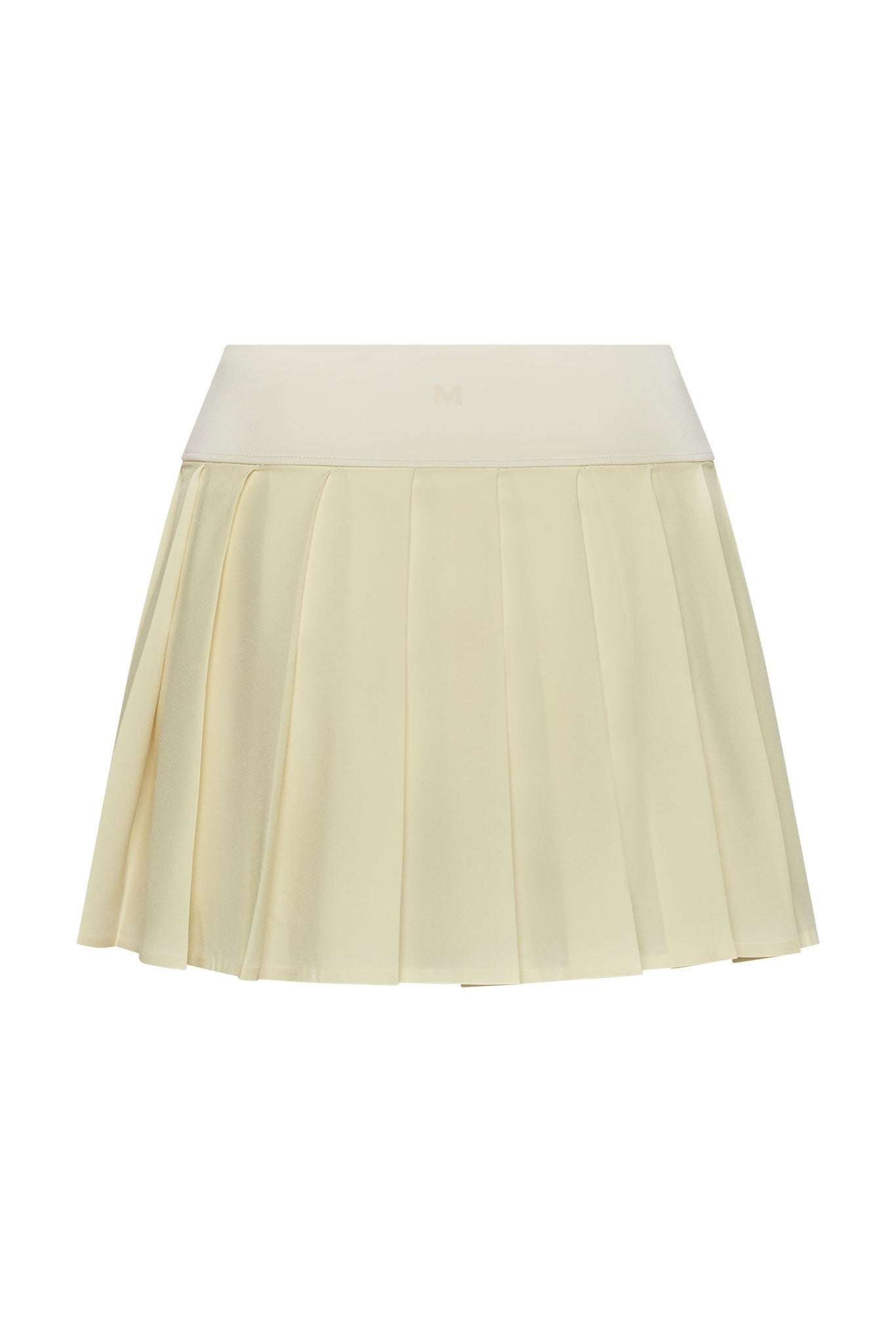 Cream pleated mini skirt with wide waistband stamped M